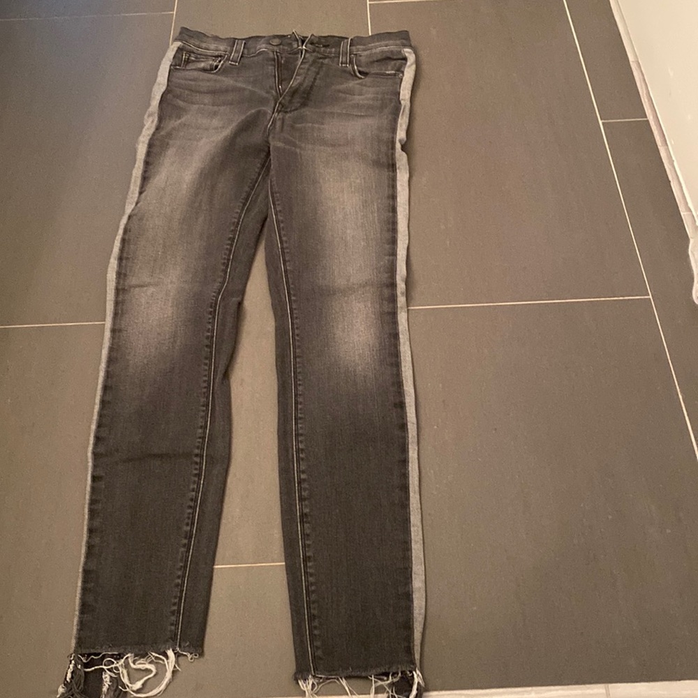 Hudson black and gray frayed skinny jeans size 25